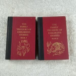 The Family Treasury of Childrens Stories book 1 and 2, 1956 HC GOOD Doubleday